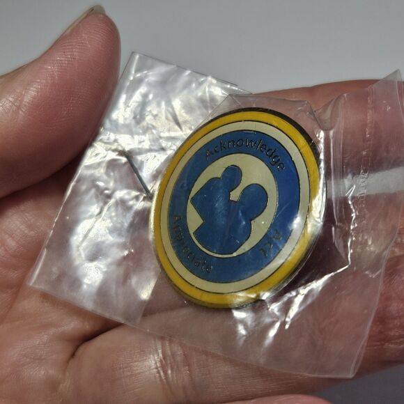 Walmart Silver Tone Blue Yellow Enamel Acknowledge Act Appreciate Pin - Picture 2 of 10